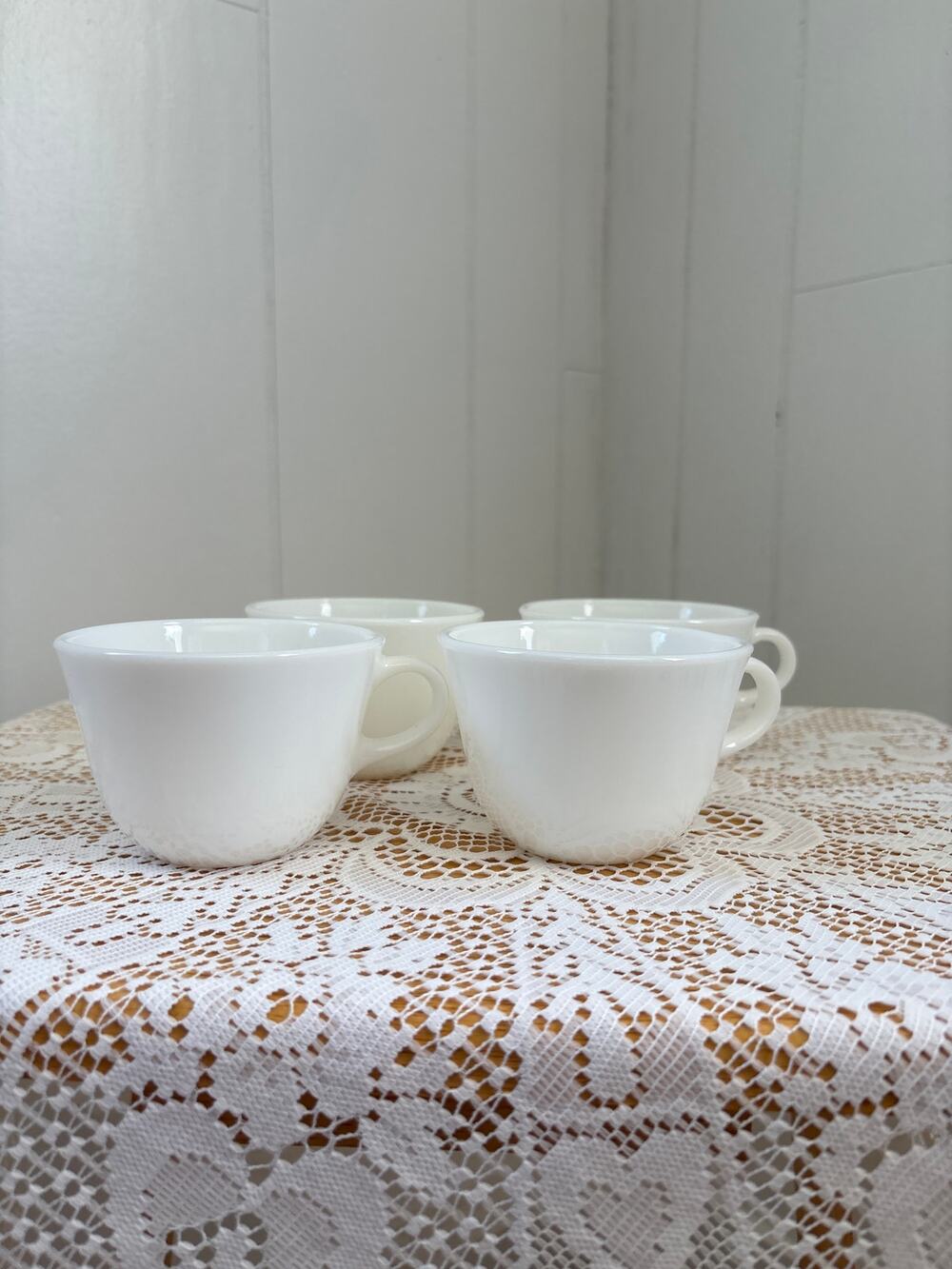 Vintage Corningware Milk Glass Tea Cups, Set of 4
